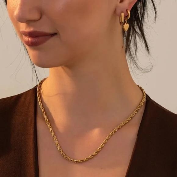 Jewelry - New 18K Gold Twisted Chain Minimalist Necklace, NICE NECKLACE, CUTE NECKLACE